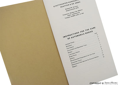 Porsche Reutter Coach Builder Instructions For The Care Of Automobile Bodies PCG-475-520