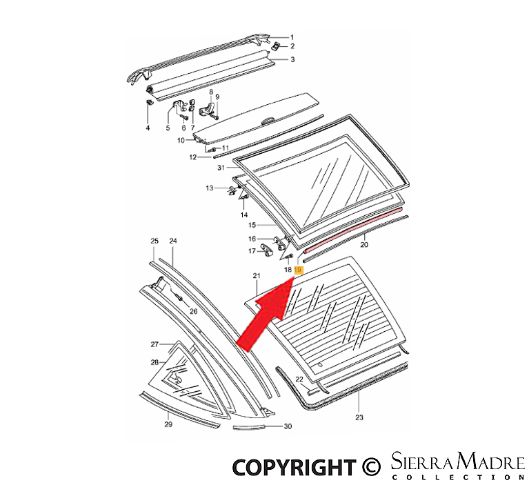 Porsche Sealing Strip - 993 Targa 94-98 993-562-529-01