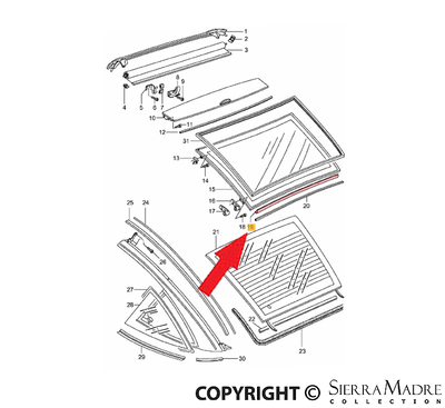 Porsche Sealing Strip - 993 Targa 94-98 993-562-529-01