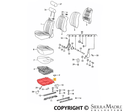 Porsche Seat Bottom Frame Set - Left - 911 65-68 901-521-009-22