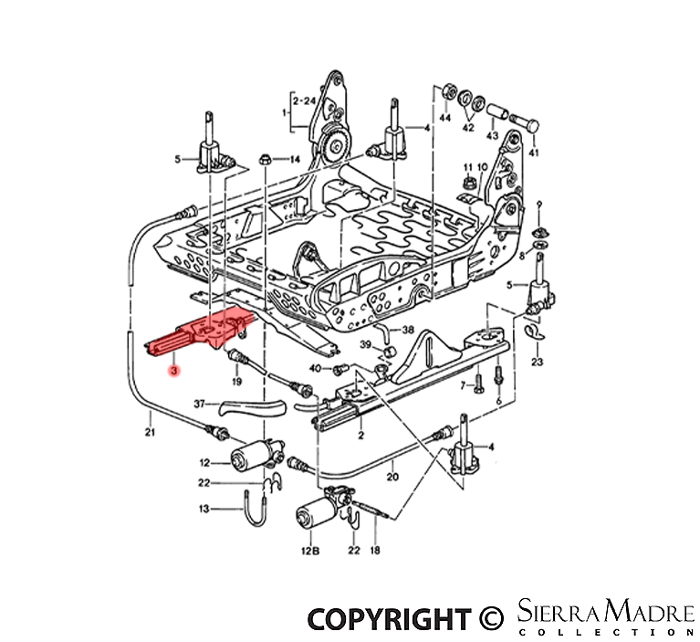 Porsche Seat Rail - 911 944-521-491-00