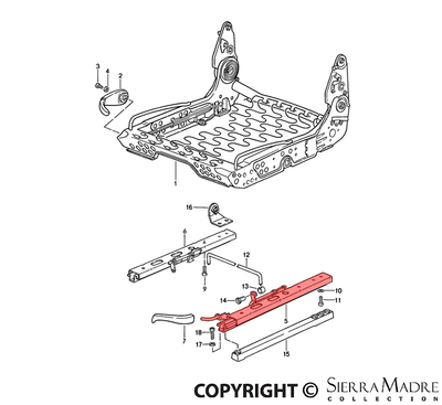 Porsche Seat Rail - Right - 911/924 928-521-490-10
