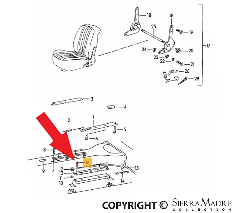 Porsche Seat Rail Screw - 356B/C 60-65 900-013-007-02