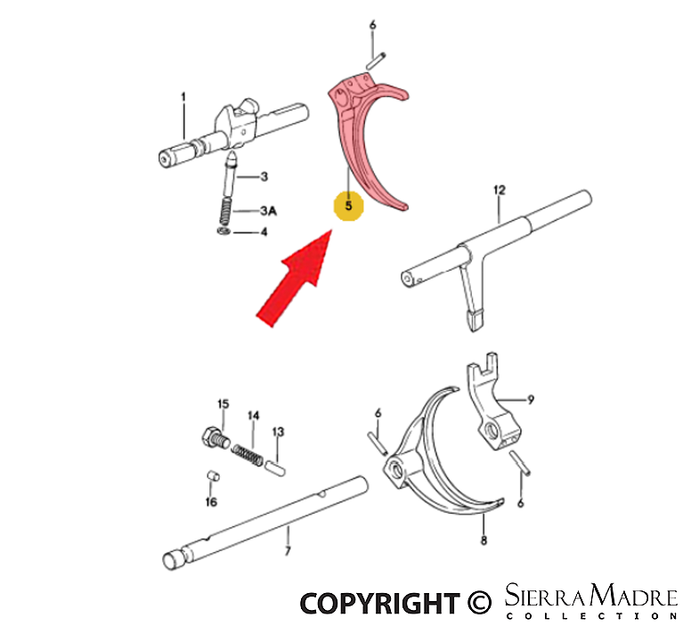 Porsche Selector Fork and Reverse Gear - 924 76-79 477-303-111