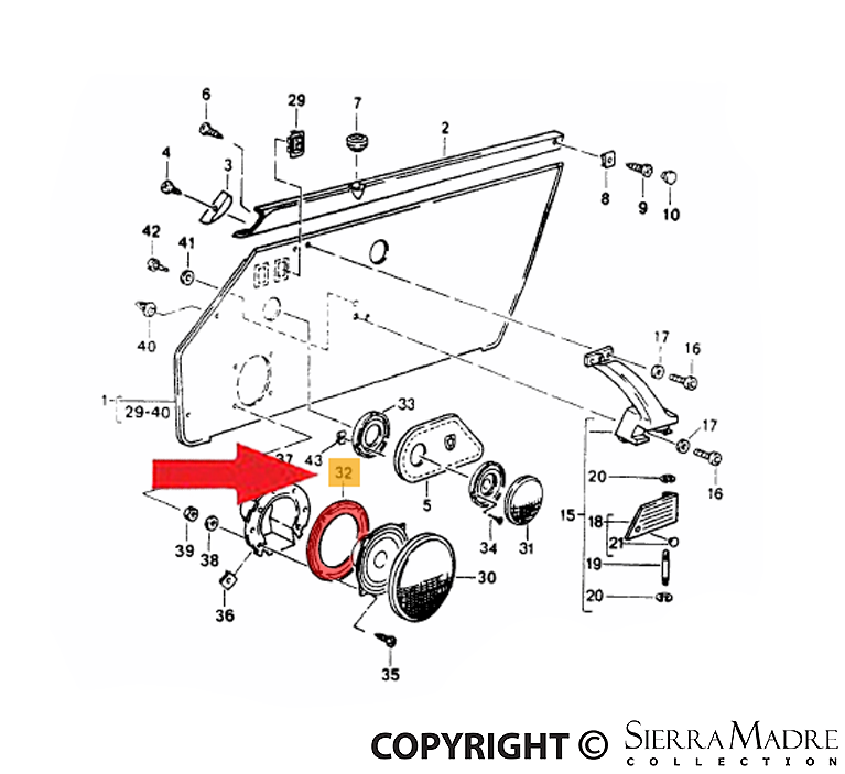 Porsche Speaker Support - Bass - 964 89-94 911-555-671-01
