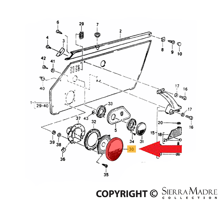 Porsche Speaker Trim - Bass - 964 89-94 911-555-451-01