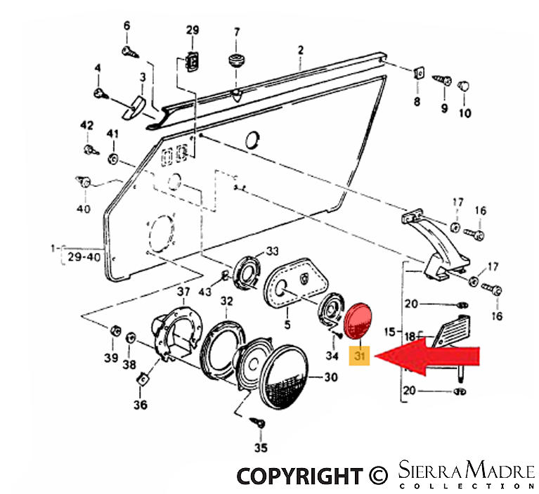 Porsche Speaker Trim - Treble - 964 89-94 911-555-453-01