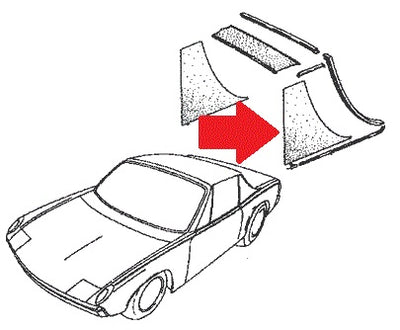 Porsche Targa Top Pillar Cover - Vinyl - Left - 914 70-76 914-559-265-10