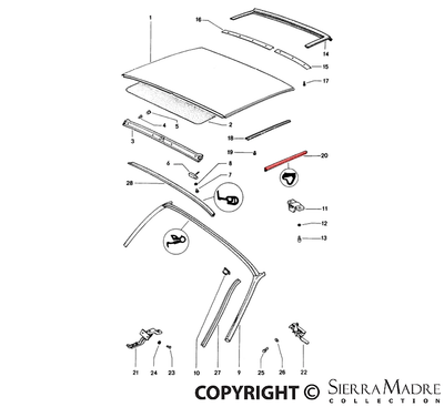 Porsche Targa Top Side Seal - Right - 914 70-76 914-531-186-10