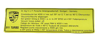 Porsche Timing Decal - 3.3 930 83-89 930-006-501-02