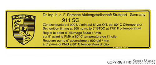 Porsche Timing Decal - 911 78-83 930-006-510-00