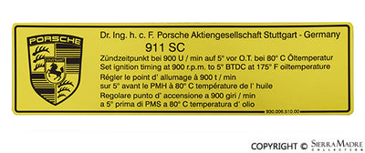 Porsche Timing Decal - 911 78-83 930-006-510-00