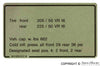 Porsche Tire Pressure Decal - 911 84-89 911-006-512-16