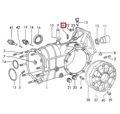 Porsche Transmission Case Bearing Pin - 914 70-76 905-116-707-01