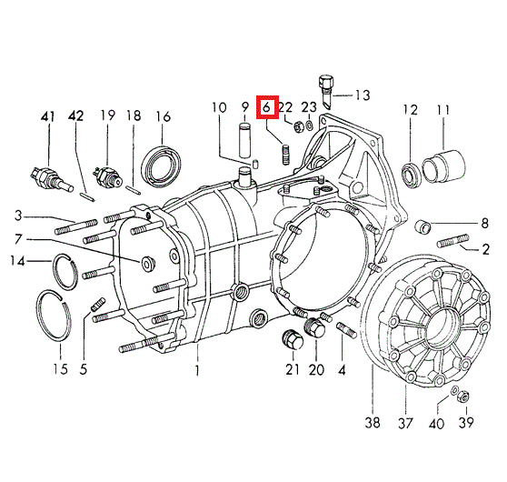 Porsche Transmission Case Bearing Pin - 914 70-76 905-116-707-01