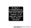 Porsche US Compliance Plate - 356B/356C/911/912/914 60-76 SMC-356-101