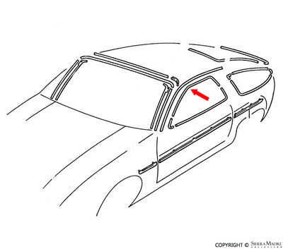 Porsche Upper Window Aluminum Trim - Left - 928 78-95 928-537-311-04-07K