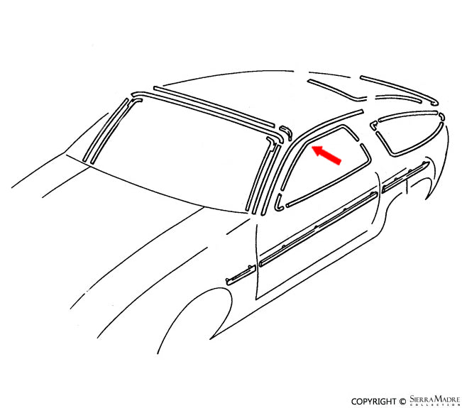 Porsche Upper Window Aluminum Trim - Left - 928 78-95 928-537-311-04-07K