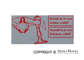 Porsche Valve Adjust Decal - 2.0 - 914 70-76 039-100-175