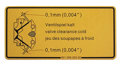 Porsche Valve Clearance Decal - 911/914 65-89 901-006-503-00
