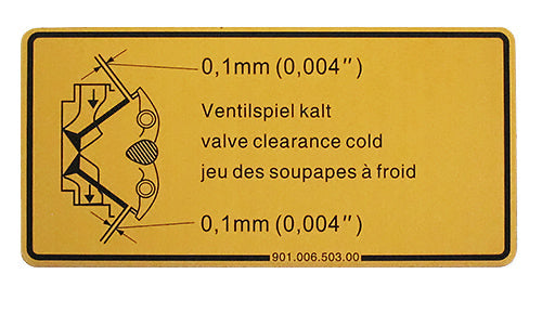 Porsche Valve Clearance Decal - 911/914 65-89 901-006-503-00