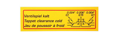 Porsche Valve Clearance Decal - Super 90/356SC 60-65 644-701-015-00