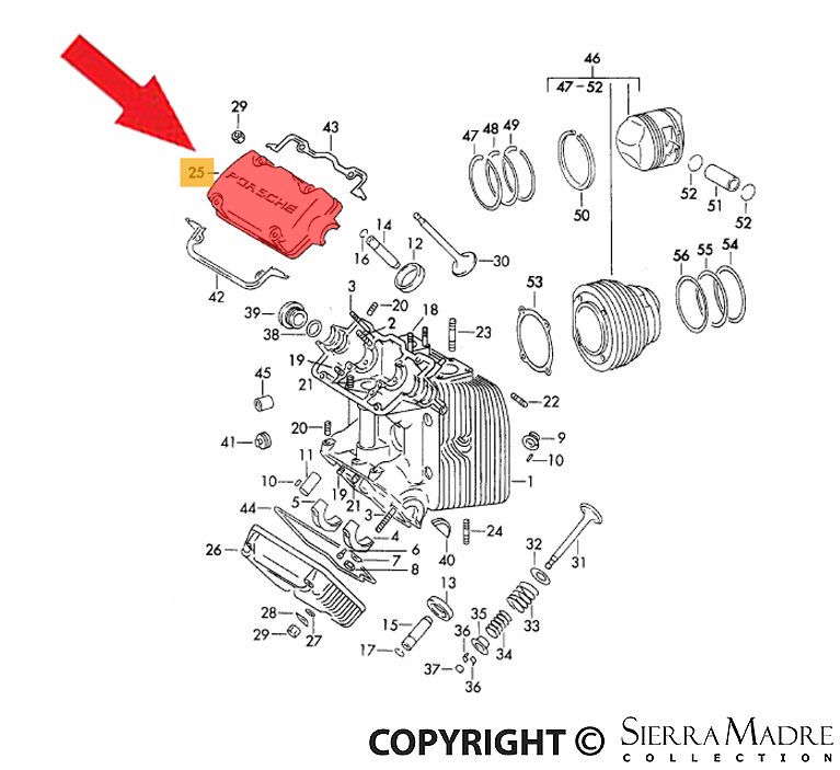 Porsche Valve Cover - 356B/356C 60-65 692-104-401-00