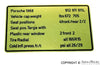 Porsche Vehicle Capacities/Tires Decal - 911/912 65-68 901-006-512-00