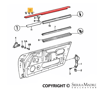 Porsche Window Moulding - Right - 911 84-89 911-531-042-50-70K