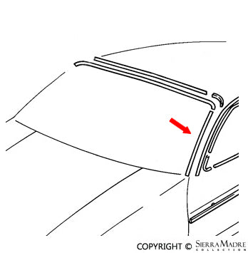 Porsche Windshield Aluminum Drain Trim - Left - Black - 928 78-95 928-559-105-07-70K